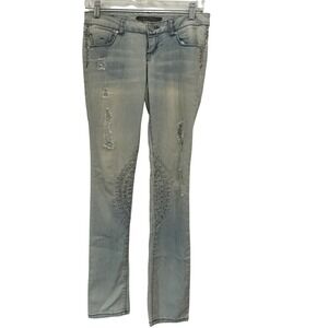 Material Girl Skinny Jeans Y2K Rocker Studded Distressed Light Wash Juniors Sz 1